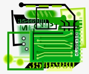 Vector Illustration Of Computer Printed Circuit Board - Vector Graphics #519659