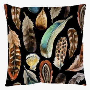 Watercolor Feather Background Pillow Cover - Lunch Napkins Aquarell Feathers #519714