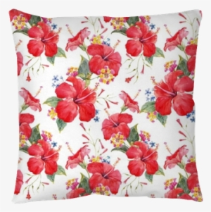 Watercolor Tropical Floral Vector Pattern Throw Pillow - Watercolor Painting #519780