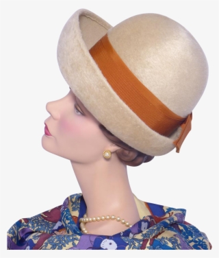 Vintage 1960s Beige Fur Felt Breton Hat By Winner Original - Felt #5101292