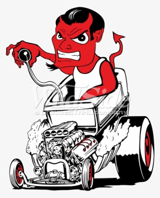 Devil Driving Hot Rod - Kids Hotrod 58 Dragster Cartoon American Varsity Rockabilly #5107537