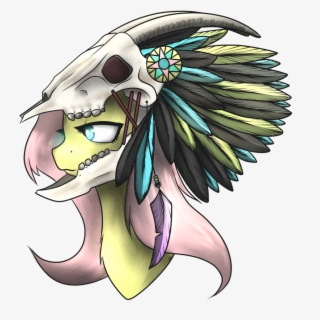 Taps, Chiefyshy, Feather, Fluttershy, Goat Skull, Headdress, - Арты Поня #5113820