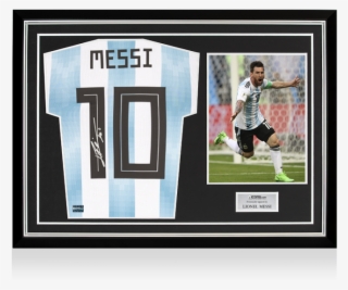 Lionel Messi Official Back Signed Argentina 2018 Home - Picture Frame #5114230