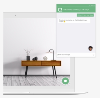 Quiq Web Chat Icon On Computer And Pop-up Window Demonstrating - Baseboard #5131287