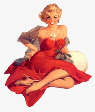 Vintage Clip Art Women In Red Retro - Pin Up Elvgren Christmas #5140447