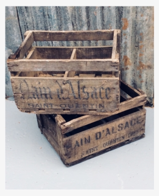 Old French Wooden Apple Crates - Plywood #5147333
