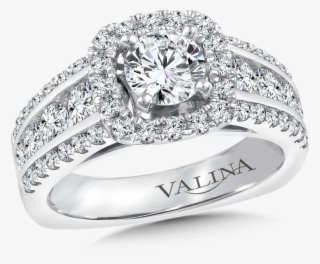 Valina Halo Engagement Ring Mounting In 14k White Gold #5148695