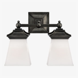Chinoiserie Double Light In Bronze With White Gl - Visual Comfort Chd 1516bz-wg E. F. Chapman Traditional #5153405