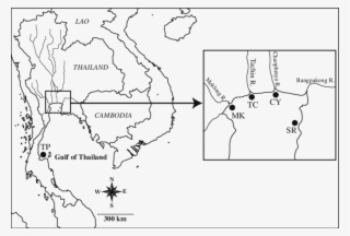 A Map Of The Gulf Of Thailand Showing Sampling Locations - Thailand Map Black And White #5169391
