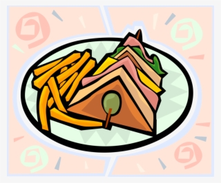 Vector Illustration Of Club Sandwich Lunch With French - Club Sandwich Clipart #5171114