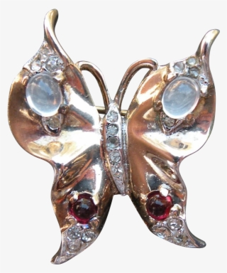 Crown Trifari Jelly Belly Rare Butterfly Pin Silver - Brooch #5172869