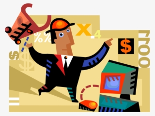 Vector Illustration Of Financial Investor Invests Money - Cartoon #5175569