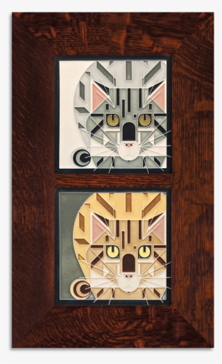 Charley Harper Double Catnip Framed Set, Oak Finish - Home Door #5175934