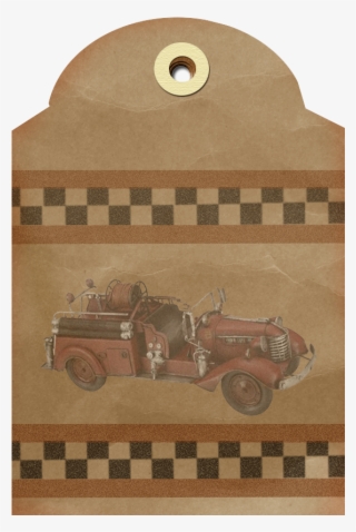 Free Vintage Fire Truck Digi Scrapbook Tag - Clip Art #5179350