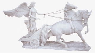 Marble Nike On Chariot Statue - Nike, Greek Goddess Of Victory On Chariot Statue #5181537