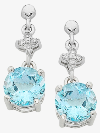 9ct White Gold Aquamarine And Diamond Earrings - White Gold Aquamarine & Diamond Earrings #5182060