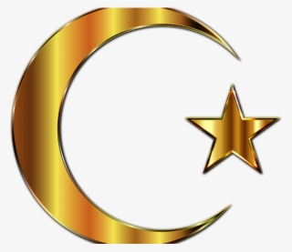 Islam Clipart Moon Stars - Golden Moon And Star #5183465