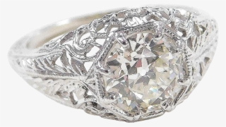 Art Deco Filigree 18k White Gold - Ring #5184215