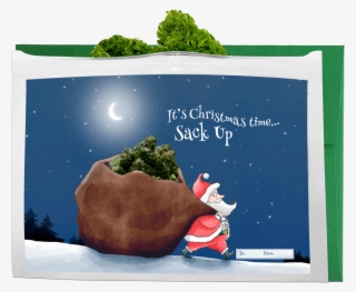 Holiday Greeting Gift Bag - Christmas Night Santa Gifts Print Linen Pillowcase #5184975