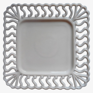 Antique Milk Glass Square Plate Atterbury Lace Rim - Die Cutting #5185018