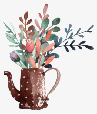 Hand Painted Cartoon Kettle With Flowers Png Transparent - Flower Bouquet #5194201
