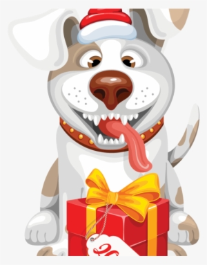 New Year Gift With Dog Vector - Vector Graphics #520853