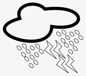 Icon, Cloud, Outline, Symbol, Lightning, Weather, Rain - Thunderstorm Clipart Black And White #525211