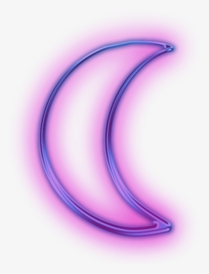 Moon Neon Crescentmoon Pink Tumblr Night Sky Ftesticker - Purple Crescent Moon Png #528179