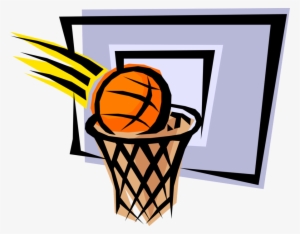Basketball In Net Hoop For Two Points - Basketball Hoop Clipart Png #528522
