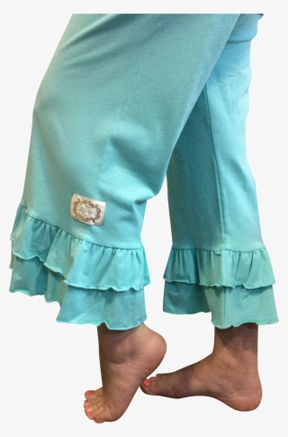 Adult Double Ruffle Capri's-solid Aruba Blue #5208322