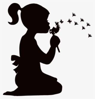 Blowing, Child, Dandelions, Dispersing, Female, Girl - Little Girl Silhouettes #5208821