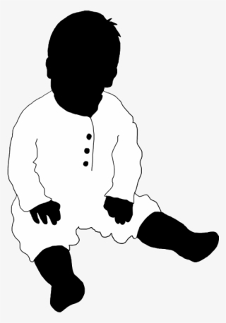 Baby Sitting Silhouette Black White - Child #5212017