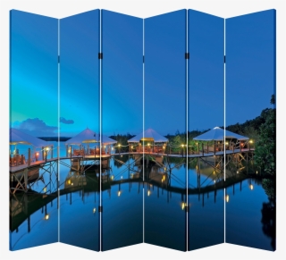 6 Panel Folding Screen Canvas Room Divider- Tiki Cabana #5213312