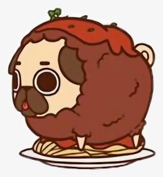Cute Kawaii Pug Chibi Food Spaghetti Freetoedit - Kawaii Pug #5216610