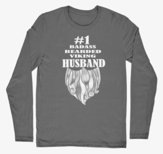 #1 Bearded Badass Viking Husband ﻿men's Long Sleeve - Long-sleeved T-shirt #5218126