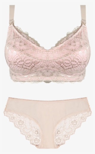 Maternity Bra Almond & Blush Bikini Brief Set - Thong #5219203