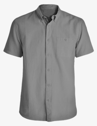 Dark Grey Buttondown Shirt Short Sleeve - Grey T Shirt Back Side #5221493
