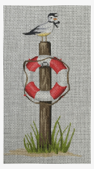 Retro Beach Life Ring With Sea Gull - Cross-stitch #5234605