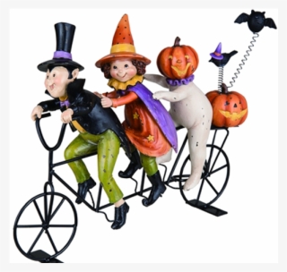 Resin Halloween Characters On A Bicycle Built For Three - Holiday #5242580