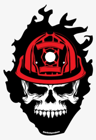 Firefighter Skull With Flames Decal - Spartan Helmet Logo Red #5251616