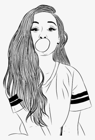 Bubblegum Chiclete Outline Tumblr - Girl Drawing Bubble Gum #5255463