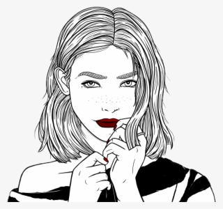 Outlines Chica Tumblr Linda Dibujo Negro Cute Blanco #5263166