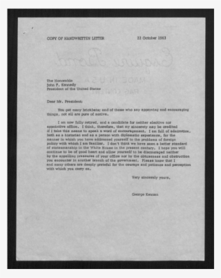 Typescript Of George Kennan's Handwritten Note To John - Document #5266076