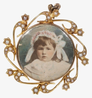 Victorian Gold Pearl Frame Crystal Locket Pendant - Locket #5270296