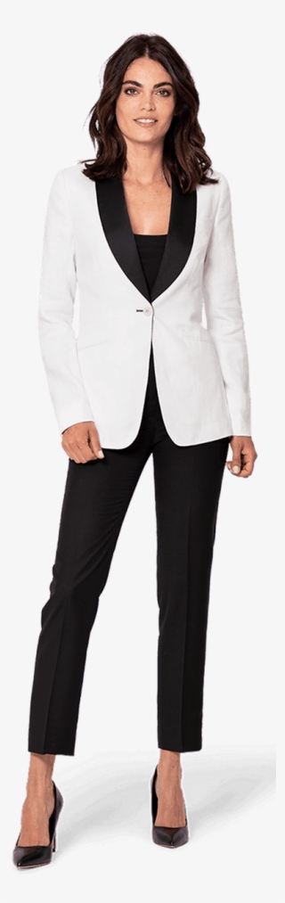 White Polyester Tuxedo-conpading3 - White Tuxedo Women Suit #5277366