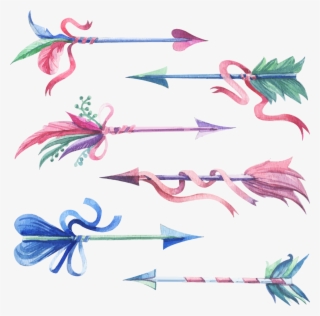 Boho Bohemian Feather Feathers Arrow Arrows Freetoedit - Blue Watercolor Arrow Png #5279501
