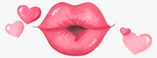 Kiss Valentine Watercolor Clip Art Png Free Download - Kiss Lips Vector #5280249
