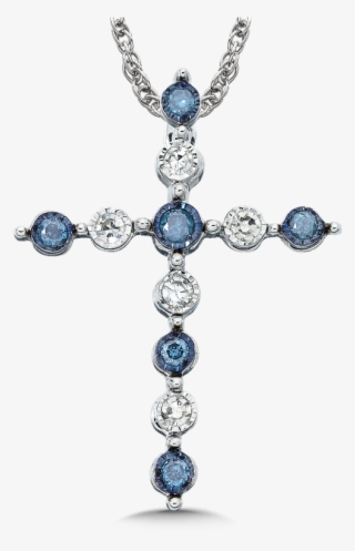 Sdc Creations Blue And White Floating Diamond 10k Cross - Blue #5289070