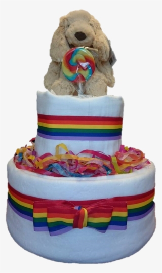 Floppy Puppy And Lollipop Rainbow Two Tier Nappy Cake - Cake Decorating #5294011