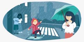 Happy Girl Playing In The Rain With Sad Girl On The - Kids Helpline #5297085
